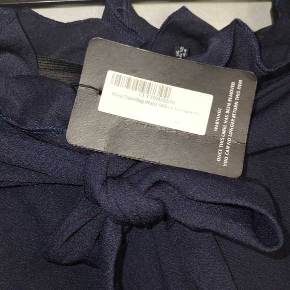 Navy paperbag waist skinny trouser - Picture 4 of 4